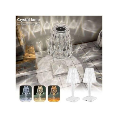 Abat-Jour LED Tactile Cristal avec Ports USB – Lampe de Chevet Design & Moderne – Recharge– Éclairage Ambiant RGB