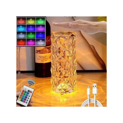 Abat jour, Veilleuse cristal tactile, projecteur réglable en diamant romantique