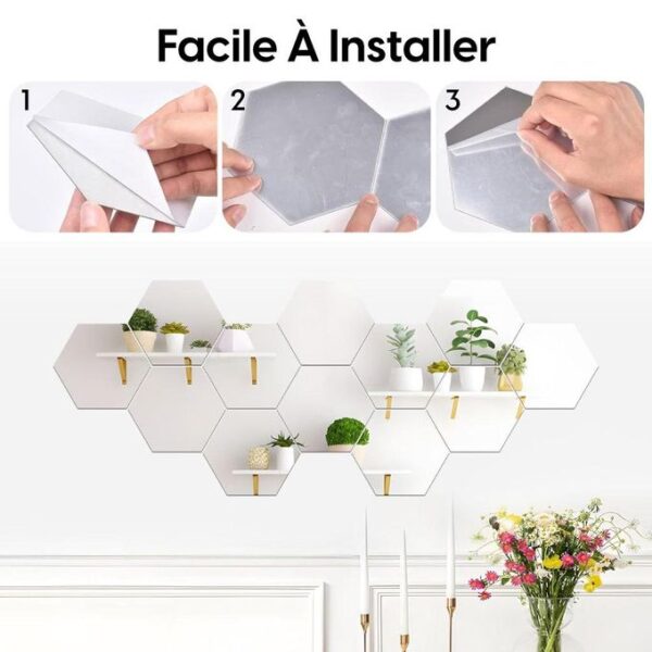 Autocollant Mural Miroir Auto-adhésif Hexagonal Moderne En Acrylique