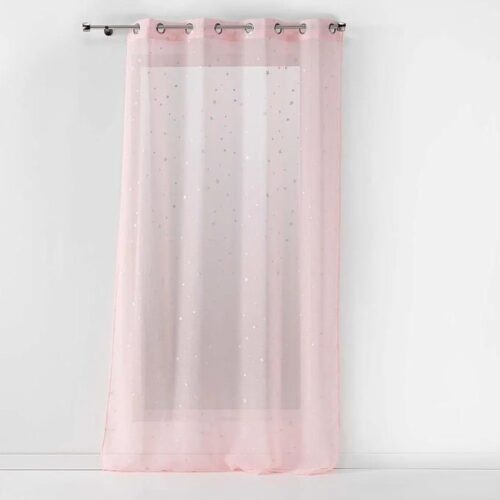 BAYT AVENUE Voilage Rose avec Étoiles Argentées – 140 x 280 cm
