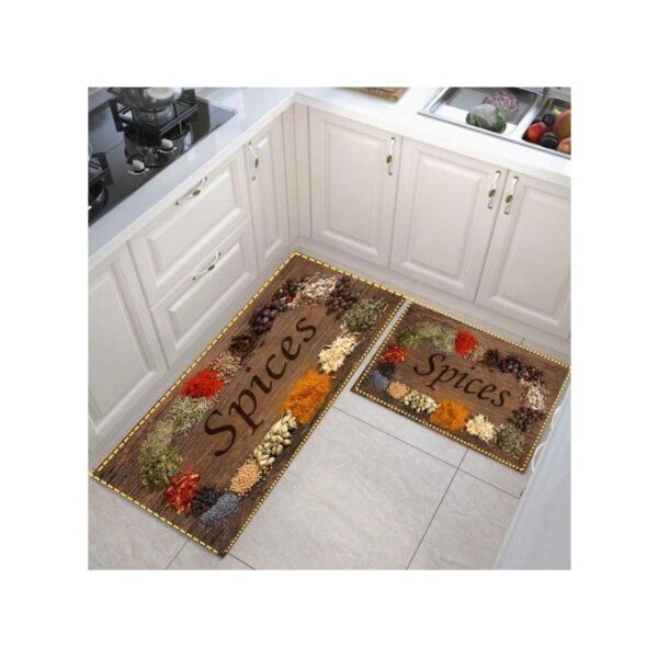 ensemble de 2 tapis de cuisine anti-tache, antidérapants Lavables Avec autocollant Tapis de cuisine Anti-pouss