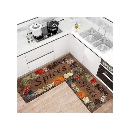 ensemble de 2 tapis de cuisine anti-tache, antidérapants Lavables Avec autocollant Tapis de cuisine Anti-pouss