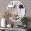 Grand Miroir rond avec cadre en Bois, design moderne (5252 cm-Blanc)