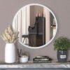 Grand Miroir rond avec cadre en Bois, design moderne (5252 cm-Blanc)