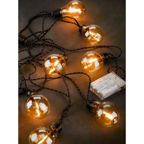 Guirlande lumineuse sans fil + 10 Ampoules LED – Ambiance blanc chaud – 4,8 m avec minuterie