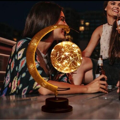 Lampe de bureau en forme de lune à Led, luminaire décoratif d'intérieur, en métal, idéal pour le Ramadan Kareem, Eid Mubarak, cadeaux musulmans Eid...