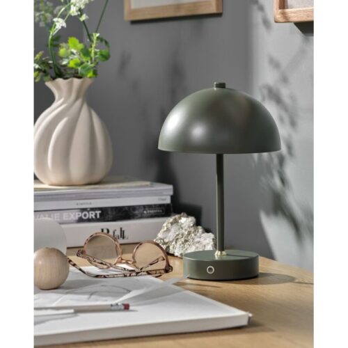 Lampe tactile à piles verte – 3 intensités luminaires & minuterie – Ø16xH25 cm