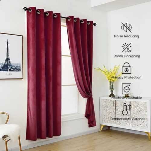 Lot de 2 Rideaux en Velours Thermique Occultant