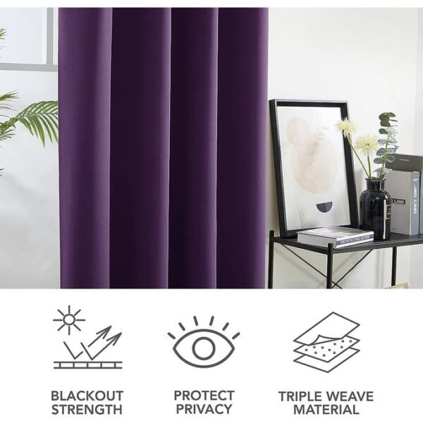 Lot de 2 Rideaux Occultant à Oeillets, Isolant Thermique Rideau mauve