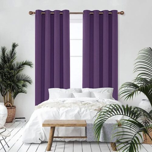Lot de 2 Rideaux Occultant à Oeillets, Isolant Thermique Rideau mauve