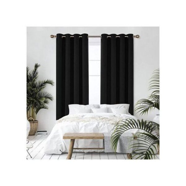 Lot de 2 rideaux opaques noirs avec œillets 1,40 * 2 mètres (2 pièces)