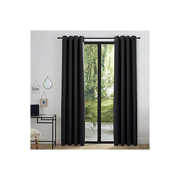 Lot de 2 rideaux opaques noirs avec œillets 1,40 * 2 mètres (2 pièces)