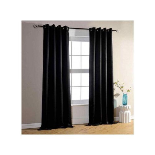 Lot de 2 rideaux opaques noirs avec œillets 1,40 * 2 mètres (2 pièces)