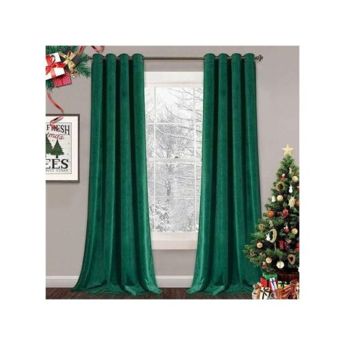 Lot de 2 rideaux verts avec œillets 1,40 * 2 mètres (2 pièces)