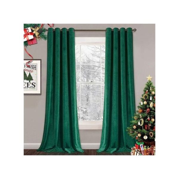 Lot de 2 rideaux verts avec œillets 1,40 * 2 mètres (2 pièces)