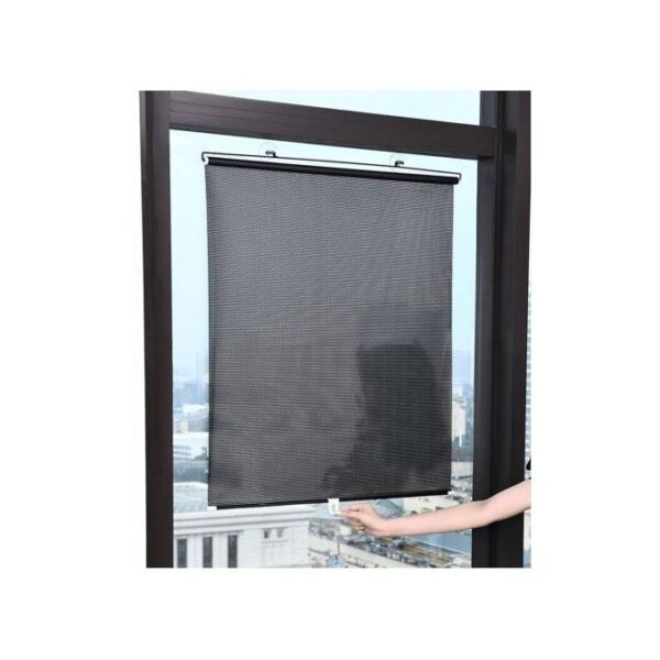 Lot de 2 rouleaux de store rétractable à ventouses 40x120 cm – Protection contre lumière, chaleur et soleil