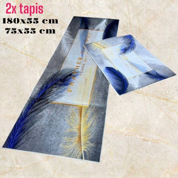 Lot de 2 tapis de cuisine antidérapants Lavables Avec autocollant Tapis de cuisine Anti-pouss