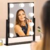 Miroir de maquillage Hollywood LED tactile, 3 Couleurs de lumière Rotation 360