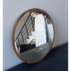 Miroir Maron rond avec cadre en Bois, design moderne (5252 cm)