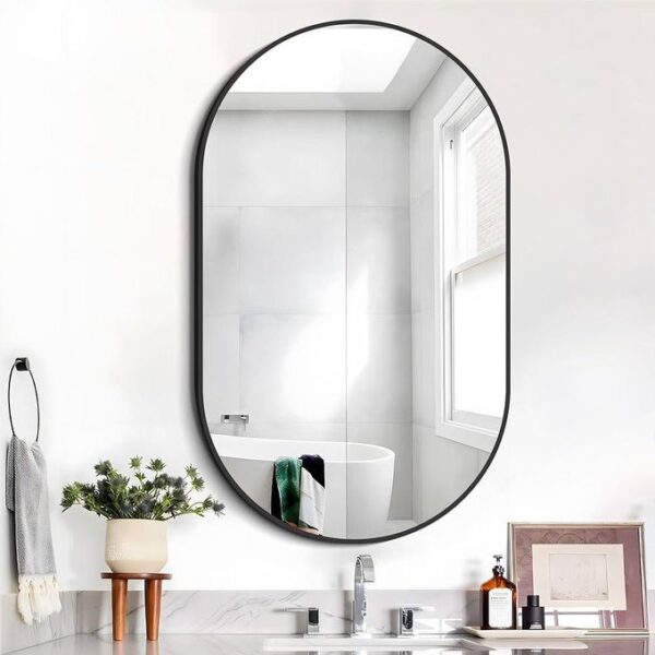 Miroir Mural Adhésif en Plastique Ovale – Design Moderne 90 x 40 cm