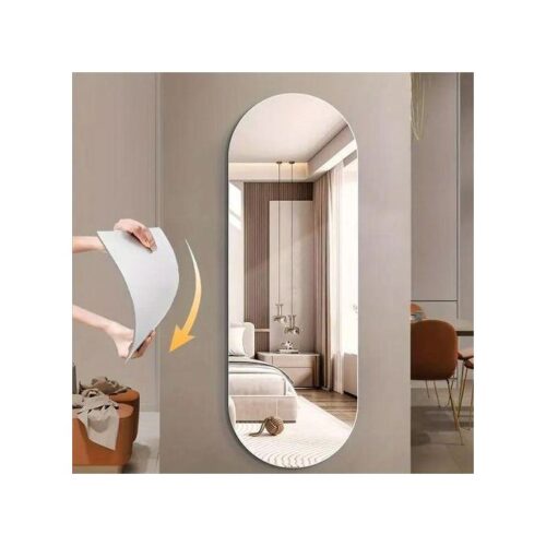 Miroir Mural Adhésif en Plastique Ovale – Design Moderne 90 x 40 cm