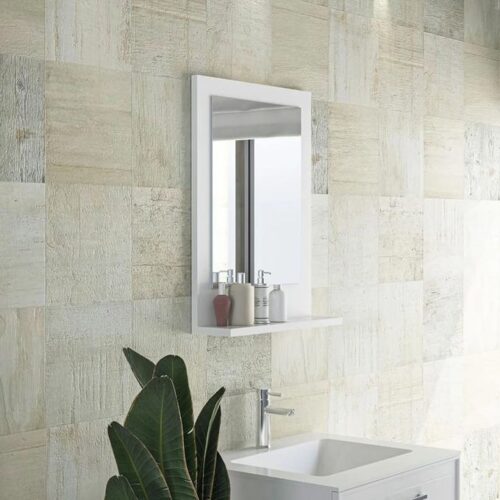 miroir mural décoratif avec étagère-Miroirs de salle de bains en bois,