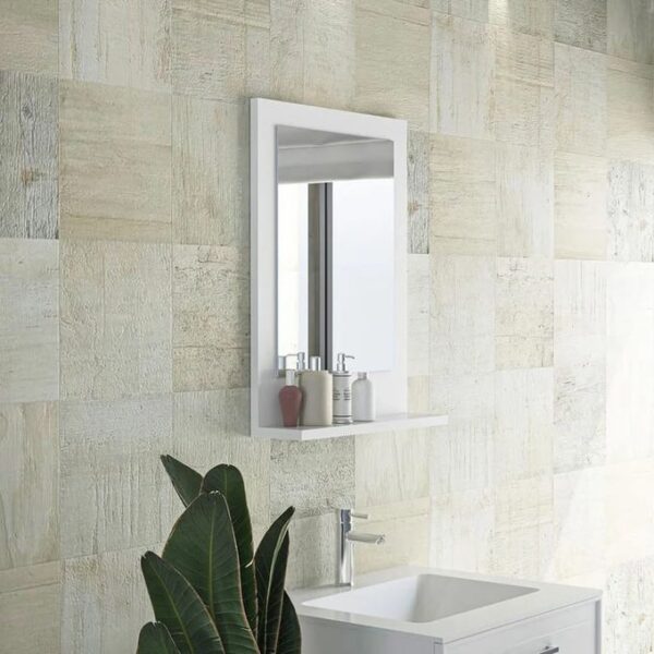 miroir mural décoratif avec étagère-Miroirs de salle de bains en bois,