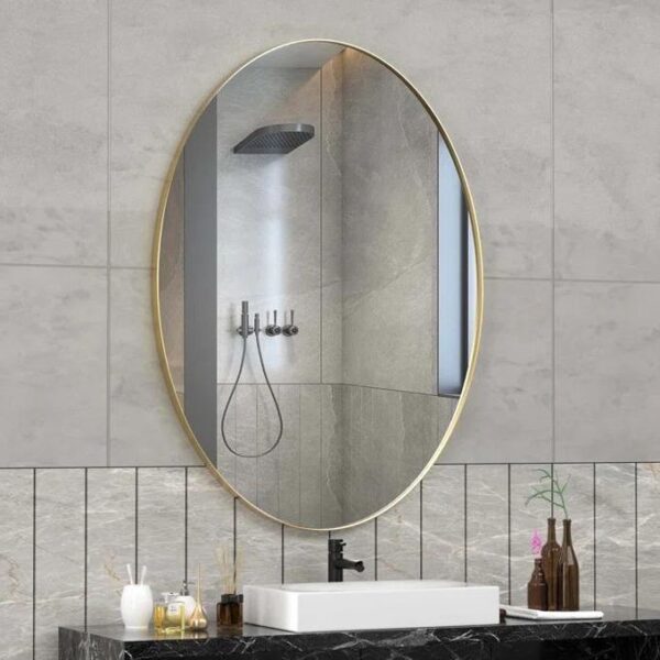 miroir ovale avec cadre doré 70/50cm