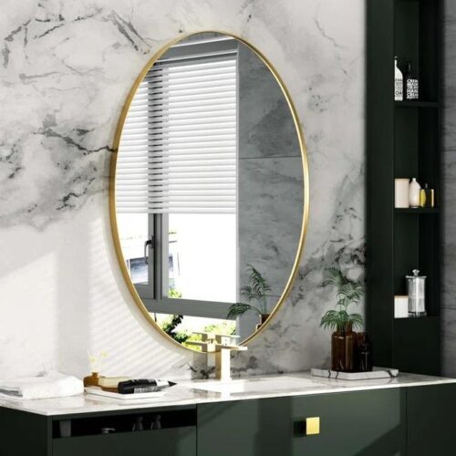 miroir ovale avec cadre doré 70/50cm