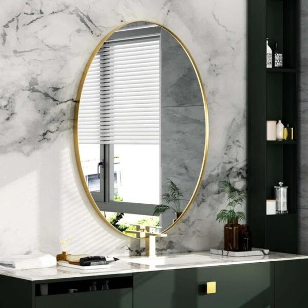 miroir ovale avec cadre doré 70/50cm