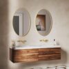 Miroir ovale JAUNE 56X44CM cadre bois