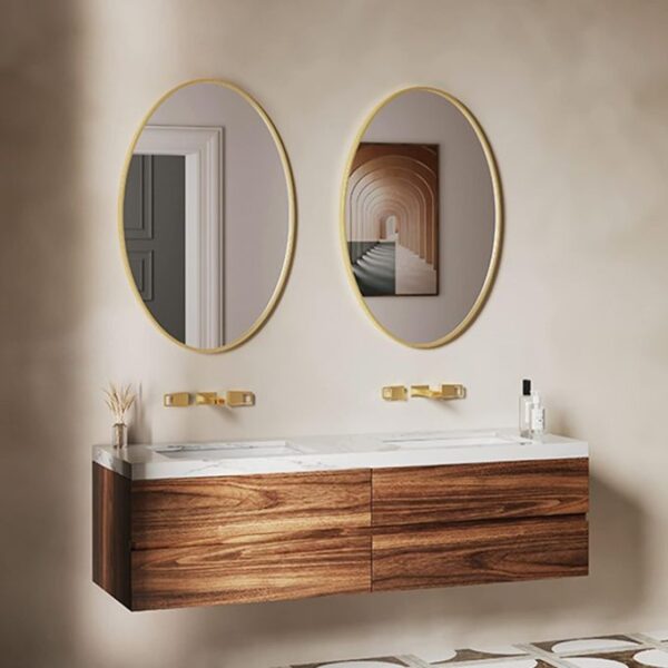 Miroir ovale JAUNE 56X44CM cadre bois