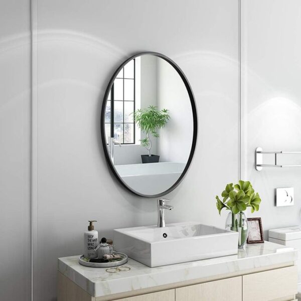 Miroir ovale Noir 56X44CM cadre bois