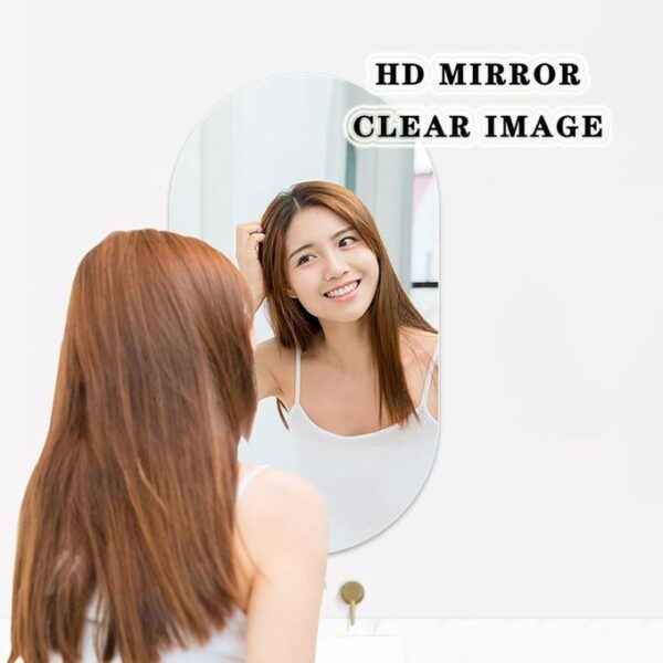 Miroir ovale pour salle de bain 90 x 40 cm,Miroir Mural sans Perforation,