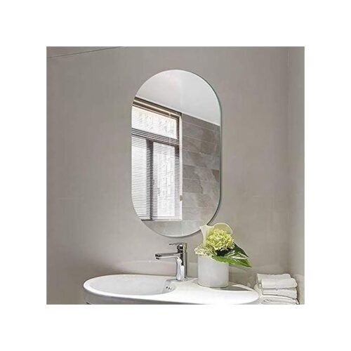 Miroir ovale pour salle de bain 90 x 40 cm,Miroir Mural sans Perforation,