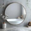 Miroir rond avec cadre en aluminium, design moderne (60 cm-or)