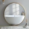 Miroir rond avec cadre en aluminium, design moderne (60 cm-or)