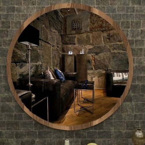 Miroir rond avec cadre en bois mdf, design moderne (5454 cm)