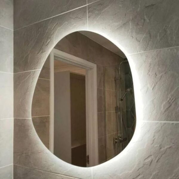 Miroir rond cadre Argante avec LED intègre , design moderne (80-60cm)