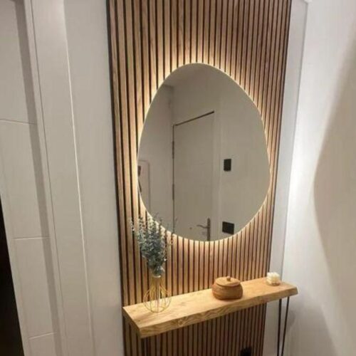 Miroir rond cadre Argante avec LED intègre , design moderne (80-60cm)