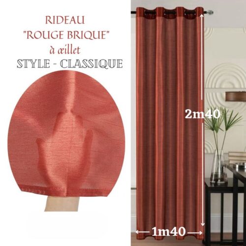 Rideau contemporain ROUGE BRIQUE 140/240 CLASSIQUE