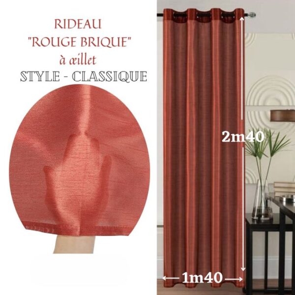 Rideau contemporain ROUGE BRIQUE 140/240 CLASSIQUE