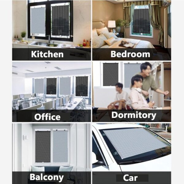 Rideau Pare-Soleil Enroulable Universel – Protection UV,Rétractable pour Fenêtres de Voiture,Maison et Bureau