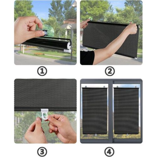 Rideau Pare-Soleil Enroulable Universel – Protection UV,Rétractable pour Fenêtres de Voiture,Maison et Bureau