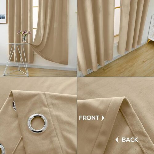 Set de 2 panneaux de rideaux opaques beige 2.30 x 1.4m x(2 pièces)