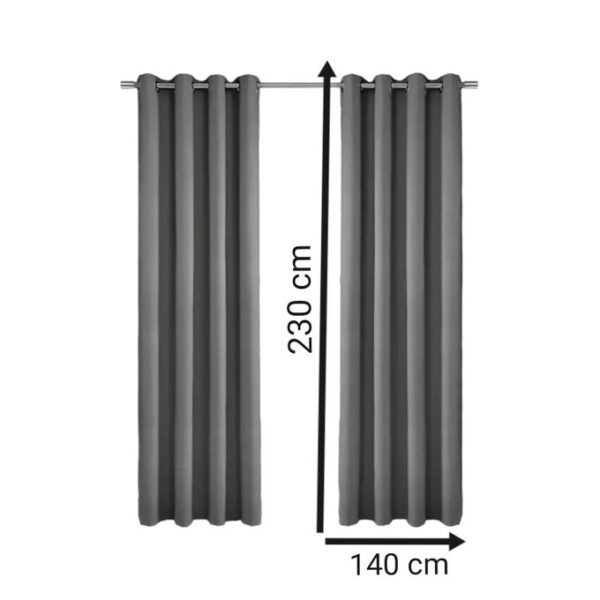 Set de 2 panneaux de rideaux opaques gris 2.30 x 1.4m x(2 pièces)