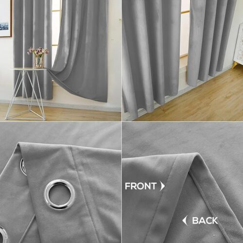 Set de 2 panneaux de rideaux opaques gris 2.30 x 1.4m x(2 pièces)
