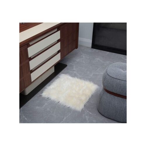 Tapis Fourrure ( 35x35cm ) ( Blanc ) tendance