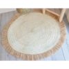 Tapis rond tressé en feuille de palmier Raphia