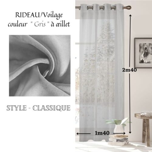 un Rideau voilage classique 140/240 Gris